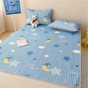 Latex Cooling Mat – Soft Ice Silk Summer Bed Sheet Set with Thick Pad & Pillowcase